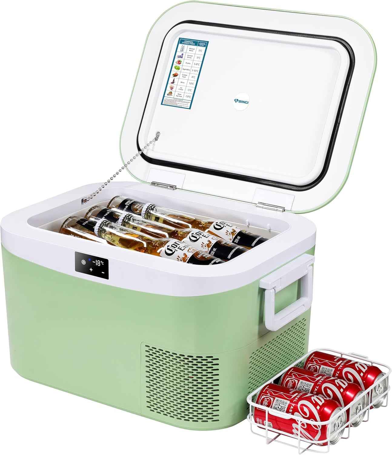 BINGI Compresseur Glacière Portable 12,8 Litres 12/24 V CC Et 230 V AC, Mini Réfrigérateur Pour Voiture, Camion, Camping, Camping-Car Et Maison