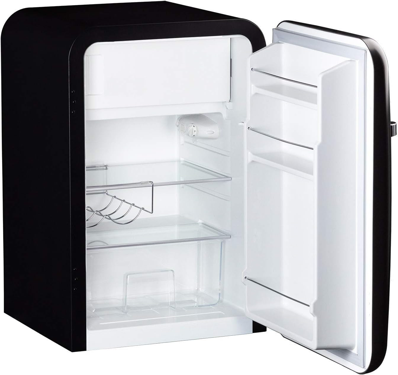 / RETRO FRIDGE 83.5 Silver/Réfrigérateur Noir Avec Poignée Argent/Pratique Et Fonctionnel, Matériaux Résistants