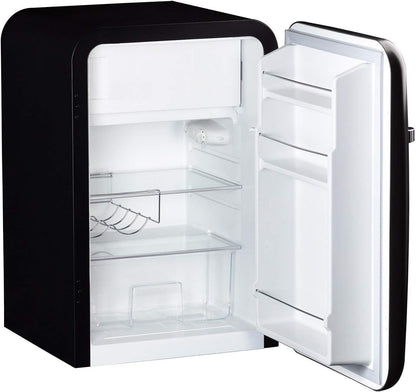 / RETRO FRIDGE 83.5 Silver/Réfrigérateur Noir Avec Poignée Argent/Pratique Et Fonctionnel, Matériaux Résistants