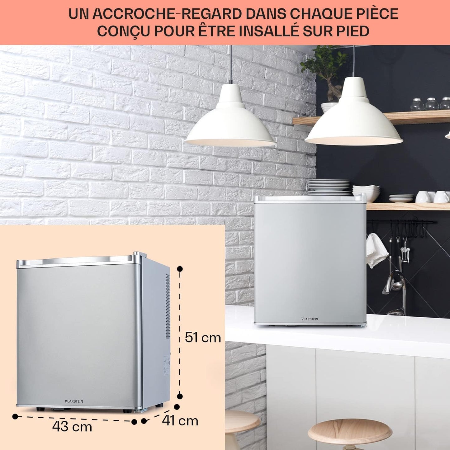 Mini Frigo De Chambre De 38L Pour Boissons Et Bieres, Petit Frigo Silencieux, Mini Bar Intérieur/Ext, Petit Refrigerateur Camping, Stockage De Vins, Cosmetique, Étagères Réglables, 6-18°C