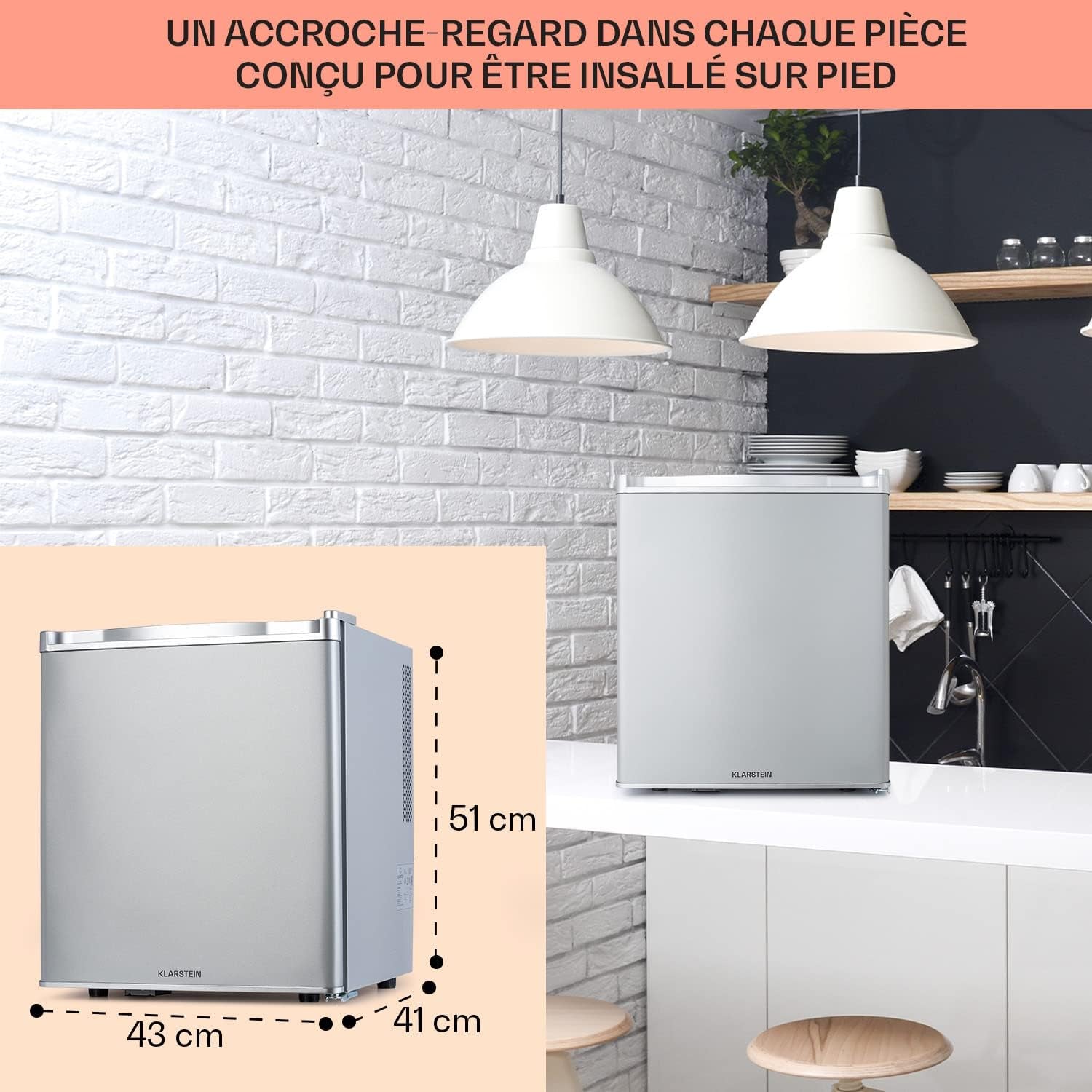 Mini Frigo De Chambre De 38L Pour Boissons Et Bieres, Petit Frigo Silencieux, Mini Bar Intérieur/Ext, Petit Refrigerateur Camping, Stockage De Vins, Cosmetique, Étagères Réglables, 6-18°C