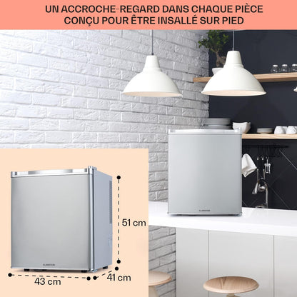 Mini Frigo De Chambre De 38L Pour Boissons Et Bieres, Petit Frigo Silencieux, Mini Bar Intérieur/Ext, Petit Refrigerateur Camping, Stockage De Vins, Cosmetique, Étagères Réglables, 6-18°C