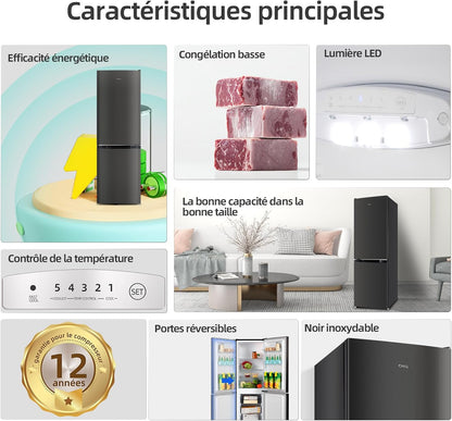 CBM159LEBD Réfrigérateur Congélateur Bas157 Litres (109 + 48) Low Frost, Faible Bruit, Refroidissement Rapide, Faible Emcombrement | Congélateur 4 Étoiles, Éclairage Intérieur LED, Réglage Flexible, Charnière Porte Reversible, Largeur 47Cm
