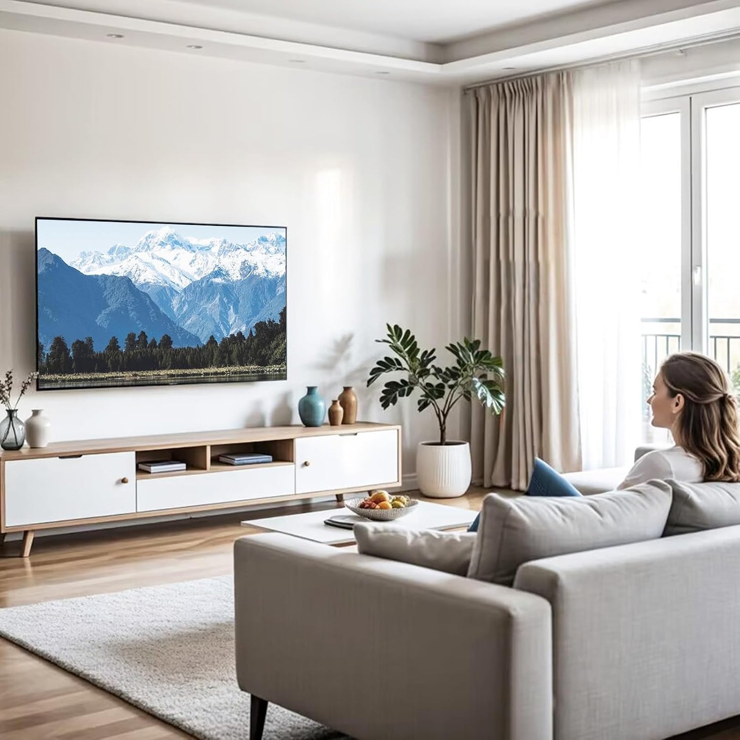 Support Mural Fixe Pour 2021 Samsung TV, Micro Gap Support Mural TV Pour Téléviseurs 43-85 Pouces Neo QLED, QLED and Crystal UHD Avec Capacité Max De 60Kg VESA Max De 1700X800Mm