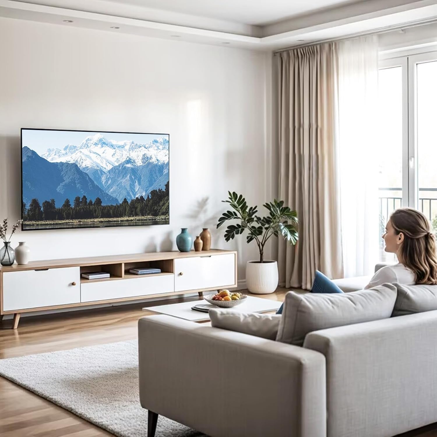 Support Mural Fixe Pour 2021 Samsung TV, Micro Gap Support Mural TV Pour Téléviseurs 43-85 Pouces Neo QLED, QLED and Crystal UHD Avec Capacité Max De 60Kg VESA Max De 1700X800Mm