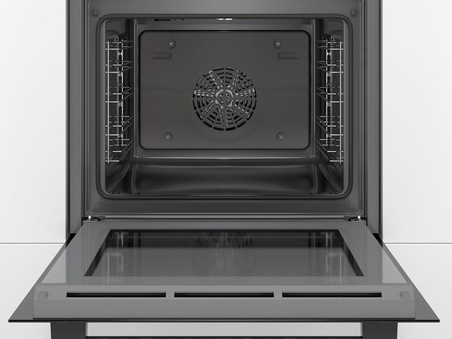 HBA533BS1 Série 4 Four Encastrable 60 X 60 Cm, Ecoclean Direct, Aide Au Nettoyage, Cuisson À Air Chaud 3D Sur 3 Niveaux, Écran LED, Bouton Escamotable, Chauffage Rapide, Sécurité Enfant