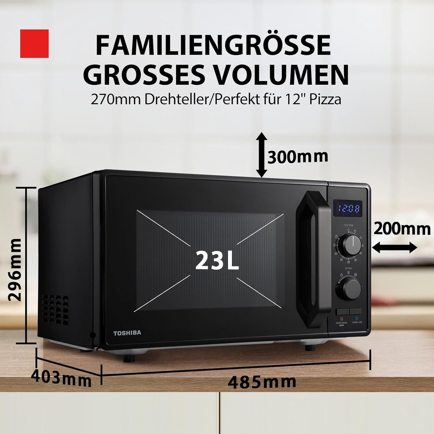 Micro-Ondes 3-En-1 23L MW2-AG23PF(BK), Micro-Ondes Sur Pied Avec Fonction Grill & Combi, Grill 900W/1000W, Fonction ECO, Plateau Tournant Avec Mémoire De Position, Noir
