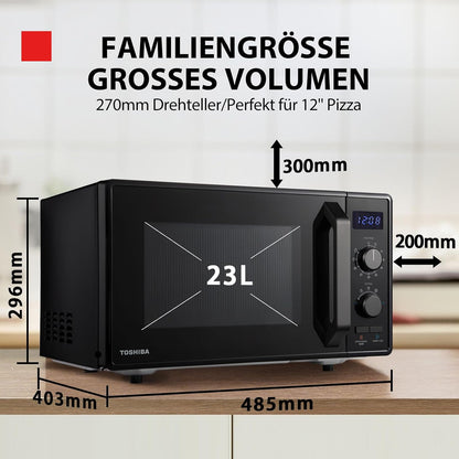 Micro-Ondes 3-En-1 23L MW2-AG23PF(BK), Micro-Ondes Sur Pied Avec Fonction Grill & Combi, Grill 900W/1000W, Fonction ECO, Plateau Tournant Avec Mémoire De Position, Noir