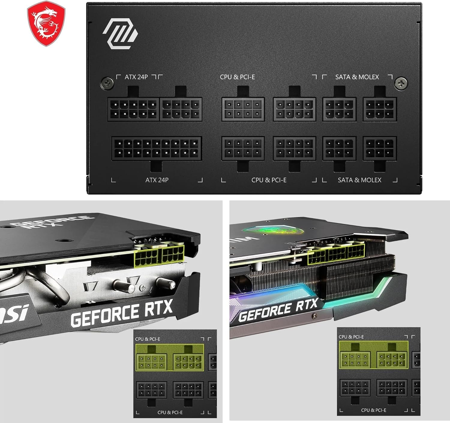 MSI MAG A650GL Alimentation Modulaire ATX, 80 plus Gold | 650W, Ventilateur FDB 120 Mm À Roulement Hydrodynamique, Full-Bridge LLC, Câbles Plats Noirs, Garantie 7 Ans