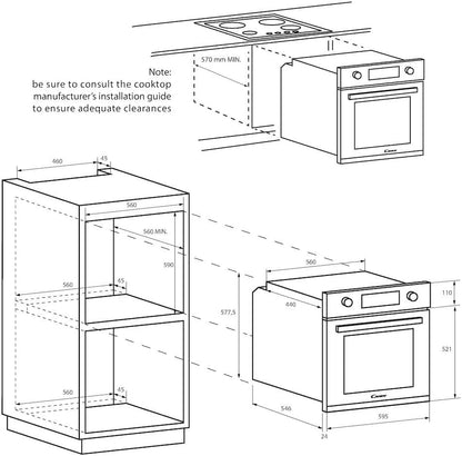 Four Encastrable Émail Lisse FIDC N100, 70 Litres, 3 Modes De Cuisson