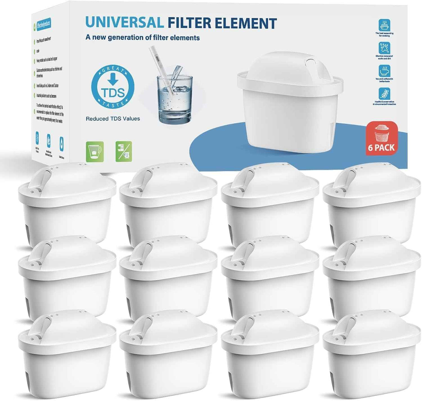 Filtre À Eau De Rechange Pour Bouilloire Brita® Marella® - Cartouches Filtrantes À Eau Compatibles Avec Maxtra+® plus Maxtra Pro® All-In-1, Réduit Les TDS, Les Impuretés (12)