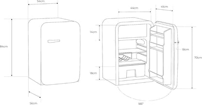 / RETRO FRIDGE 83.5 Silver/Réfrigérateur Blanc Cassé Avec Poignée Argent/Pratique Et Fonctionnel, Matériaux Résistants