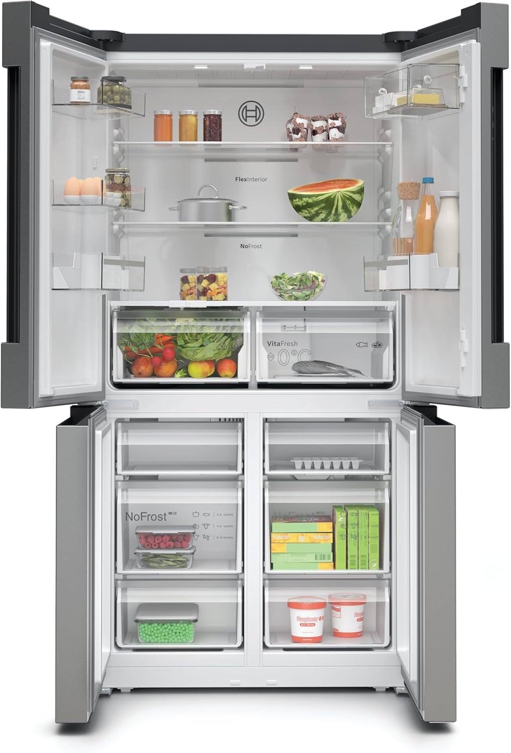KFN96VPEA - Série 4 Réfrigérateur Multi-Portes Congélateur En Bas - 605 L - 183 X 91 (H X L) - Inox anti Trace De Doigts