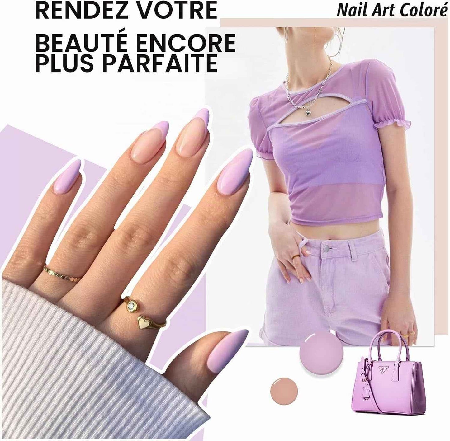Vernis Semi Permanent Blanc Rose Violet Kit, 6 Couleurs Vernis Gel UV Semi Permanent Kit, Vernis À Ongles Gel Nail Polish UV LED Soak off Manucure Nail Art Kit, 8ML