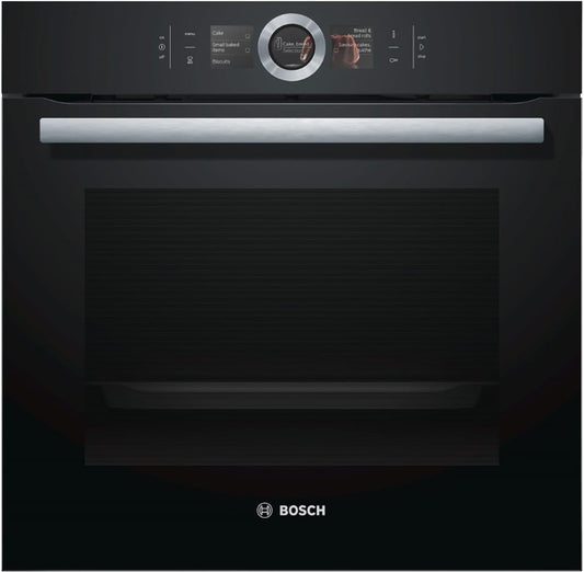 HBG676EB6 Serie 8 Four Électrique / A+ / 71 L / Gril Grande Surface / Plateau / Niveau De Pizza / Perfectroast & Perfectbake / Acier Inoxydable Noir
