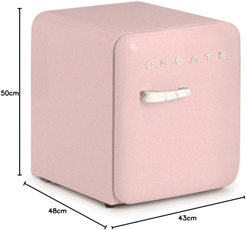 / RETRO FRIDGE 50 Marble/Réfrigérateur Rose Avec Poignée Marbre/Pratique Et Fonctionnel, Matériaux Résistants