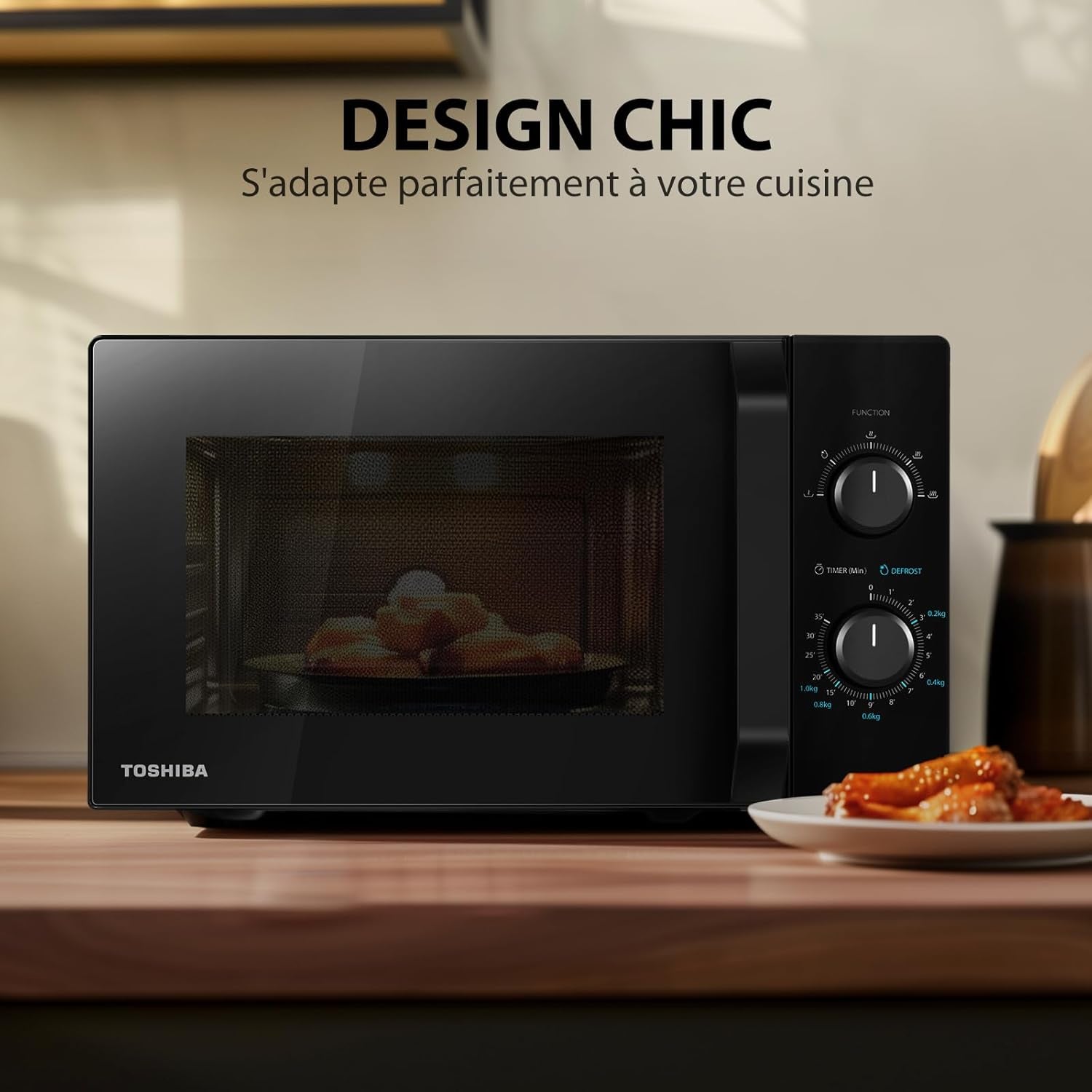 Micro-Ondes 20L MW2-MM20P(BK), Micro-Ondes Sur Pied, 800W, 5 Niveaux De Puissance, Avec Décongélation Facile, Éclairage LED À L'Intérieur, Noir
