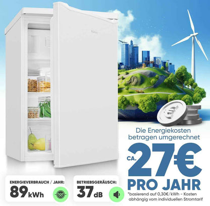 Réfrigérateur Congélateur 109 L KS 7251, Éclairage LED, Blanc | Réfrigérateur 95 L, Congélateur 14 L, Éclairage LED, 2 Étagères En Verre, Bac À Glaçons, Silencieux 37 Db