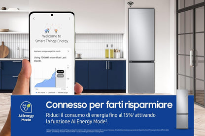 R�FRIG�RATEUR COMBIN� RB38C603DSA 390L H203CM D CONNECTE NO FROST ECRAN INTERNE METAL GREY