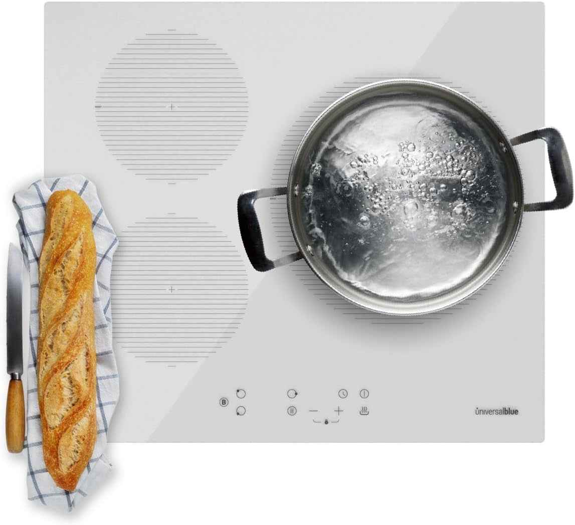 Plaque Induction Blanc 3 Feux | Table De Cuisson Encastrable 3 Foyers | Contrôle Tactile | 7000W, 9 Niveaux De Puissance, Founction Boost