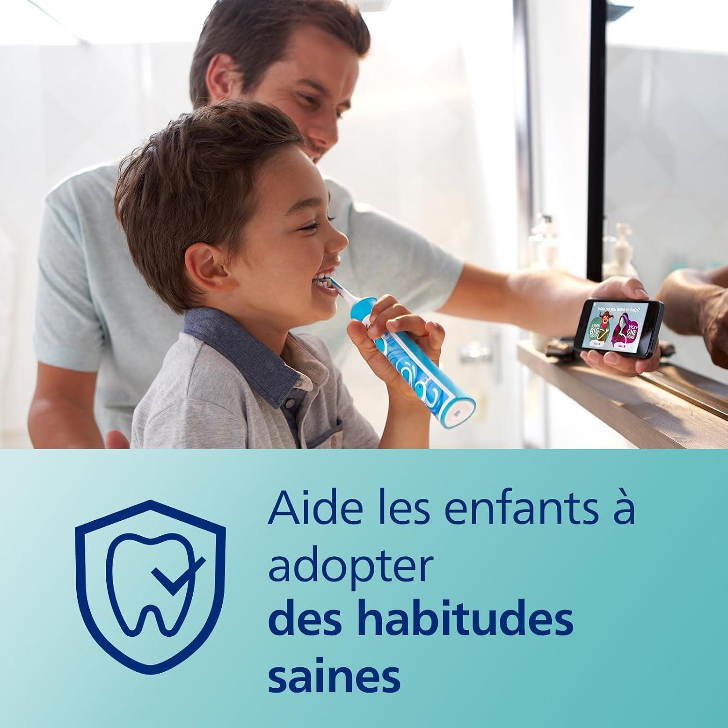 Sonicare for Kids, Brosse À Dents Électrique Sonique Avec Application, Pour Enfant À Partir De 3 Ans, Avec Smartimer Et Quadpacer Pour Un Nettoyage En Profondeur, Turquoise, Modèle HX6322/04