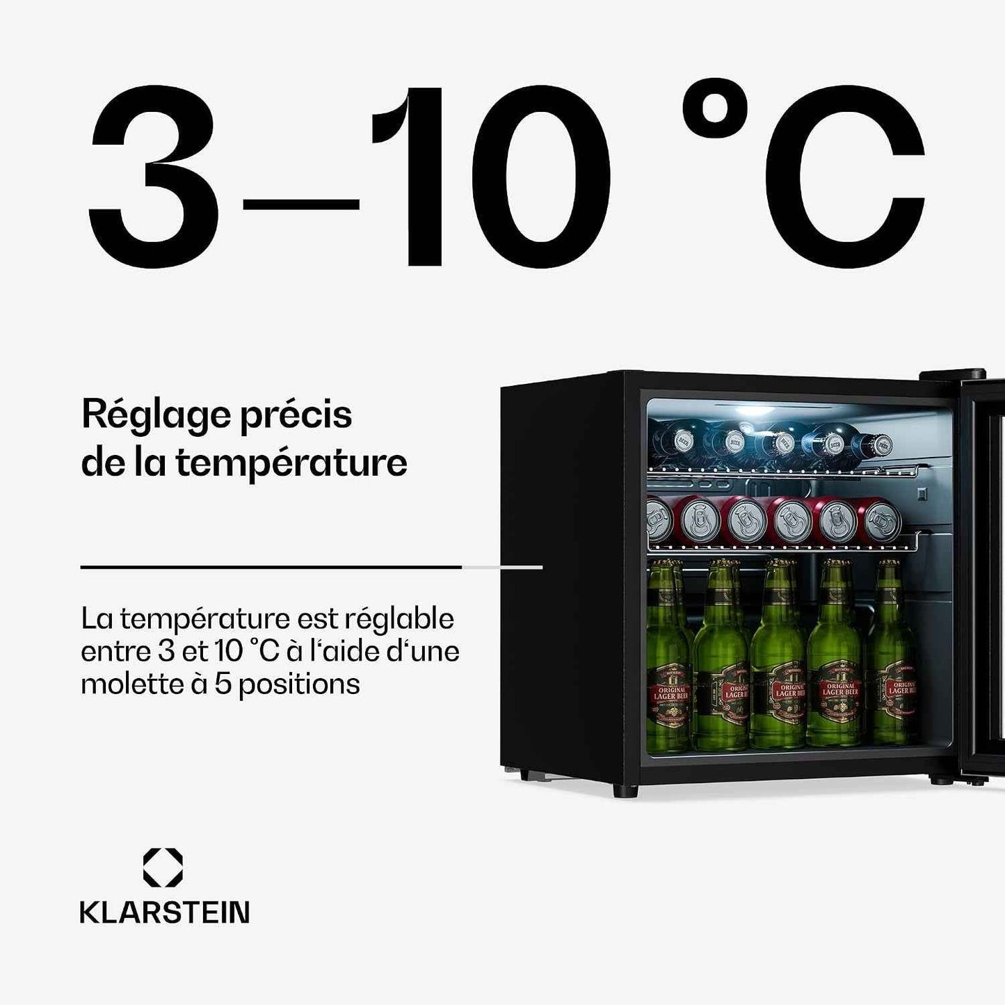 Réfrigérateur À Boissons Luxechill 60 L – Réfrigérateur À Boissons Avec Porte Vitrée, Commande Tactile 0-10 °C, 3 Clayettes, Éclairage LED, IPX4 Pour Cuisines D'Extérieur