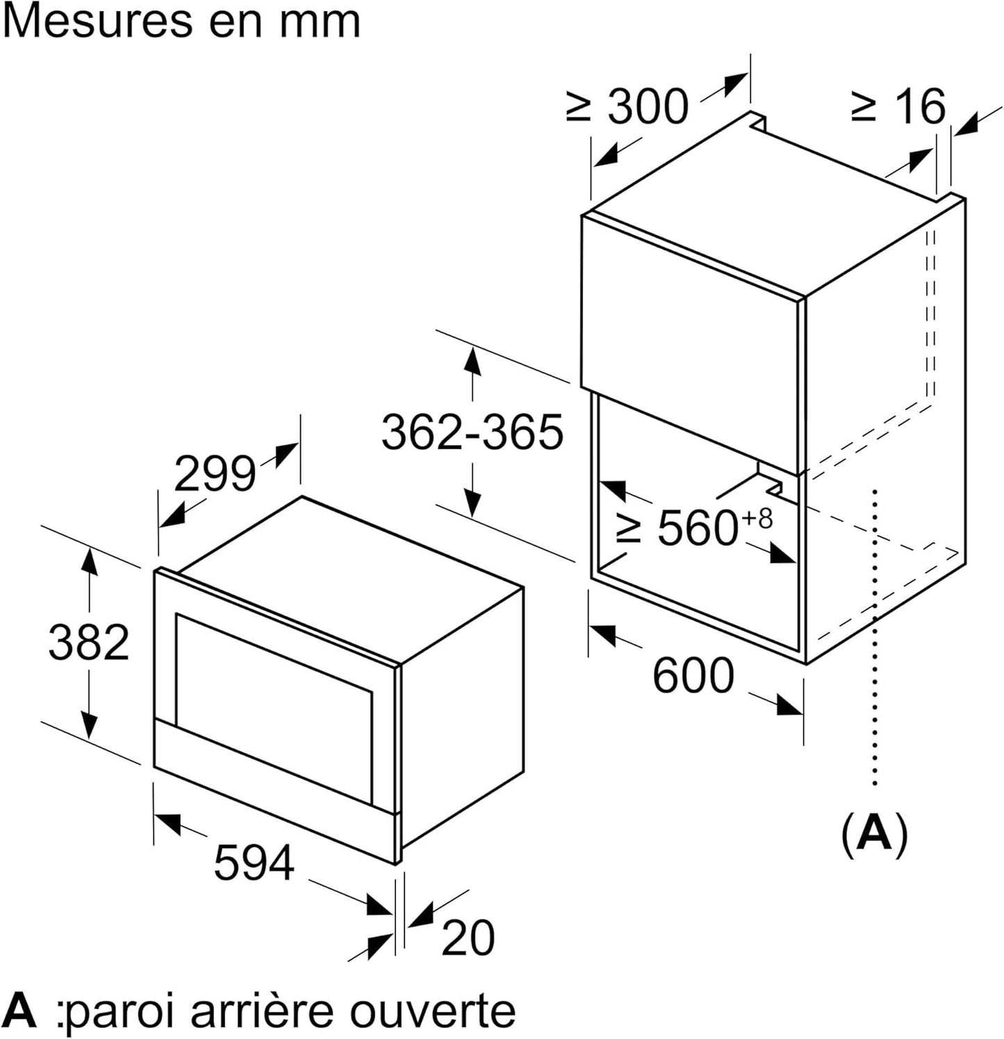 BFL634GS1 - Série 8 - Micro-Ondes Intégrable - 60 X 38 Cm - 21 Litres - Inox