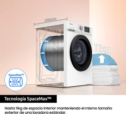 Machine À Laver Avec Technologie Spacemax™, 11 Kg, 1 400 Tr/Min, Efficacité Énergétique A, Intelligence Artificielle Et Smartthings™, AI Ecobubble, Doseur Automatique, Programmes De Vapeur,