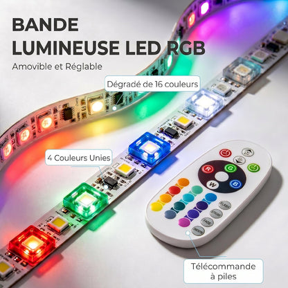 Meuble TV Suspendu 180 Cm Avec LED RGB Pour TV 75 Pouces Noir | Meuble Télé, Étagères Ouvertes, Banc TV Mural Pour Salon