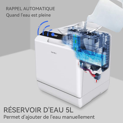 Mini-Lave-Vaisselle, Lave-Vaisselle De Comptoir, Utilisable Avec Robinet Ou Sans Robinet, Largeur De 43 Cm, Capable De Contenir 4 Sets, Adapté Au Camping, 175 Kwh/An, Blanc