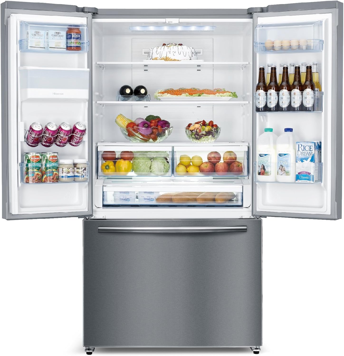 HISENSE Mkgnf536 ED Réfrigérateur/Congélateur/A + +/177,4 Cm Hauteur/322 Kwh/An/417 L Refroidissement Partie/119 L Partie Congélateur/Distributeur D'Eau/Réglage De La Température Séparés/Inox