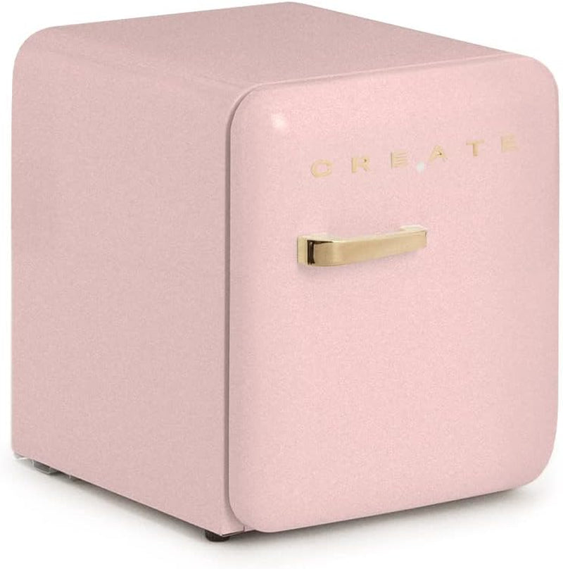 / RETRO FRIDGE 50 Gold/Réfrigérateur Rose Avec Poignée Or/Pratique Et Fonctionnel, Matériaux Résistants