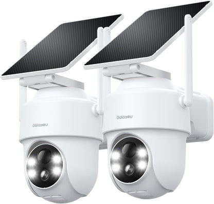 2K 3MP Camera Surveillance Wifi Exterieure Sans Fil 2,4 Ghz, R1-2P | Camera Exterieur Sans Fil Solaire, Alerte Instantanée PIR, Suivi Intelligent, Vision Nocturne, Audio Bidirectionnel, Alexa