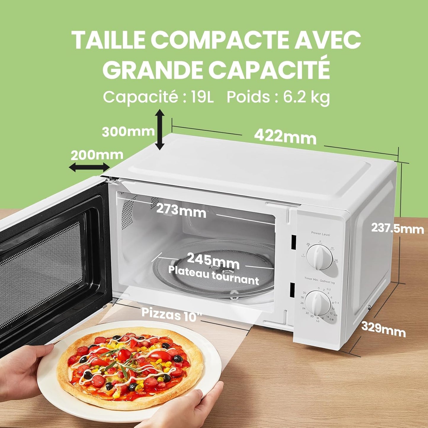 ' Micro-Ondes Onduleur CMO-MP012OC(WH), 700W De Puissance, 5 Niveaux De Puissance, Décongélation, Minuterie De 30 Minutes, 19L, Blanc