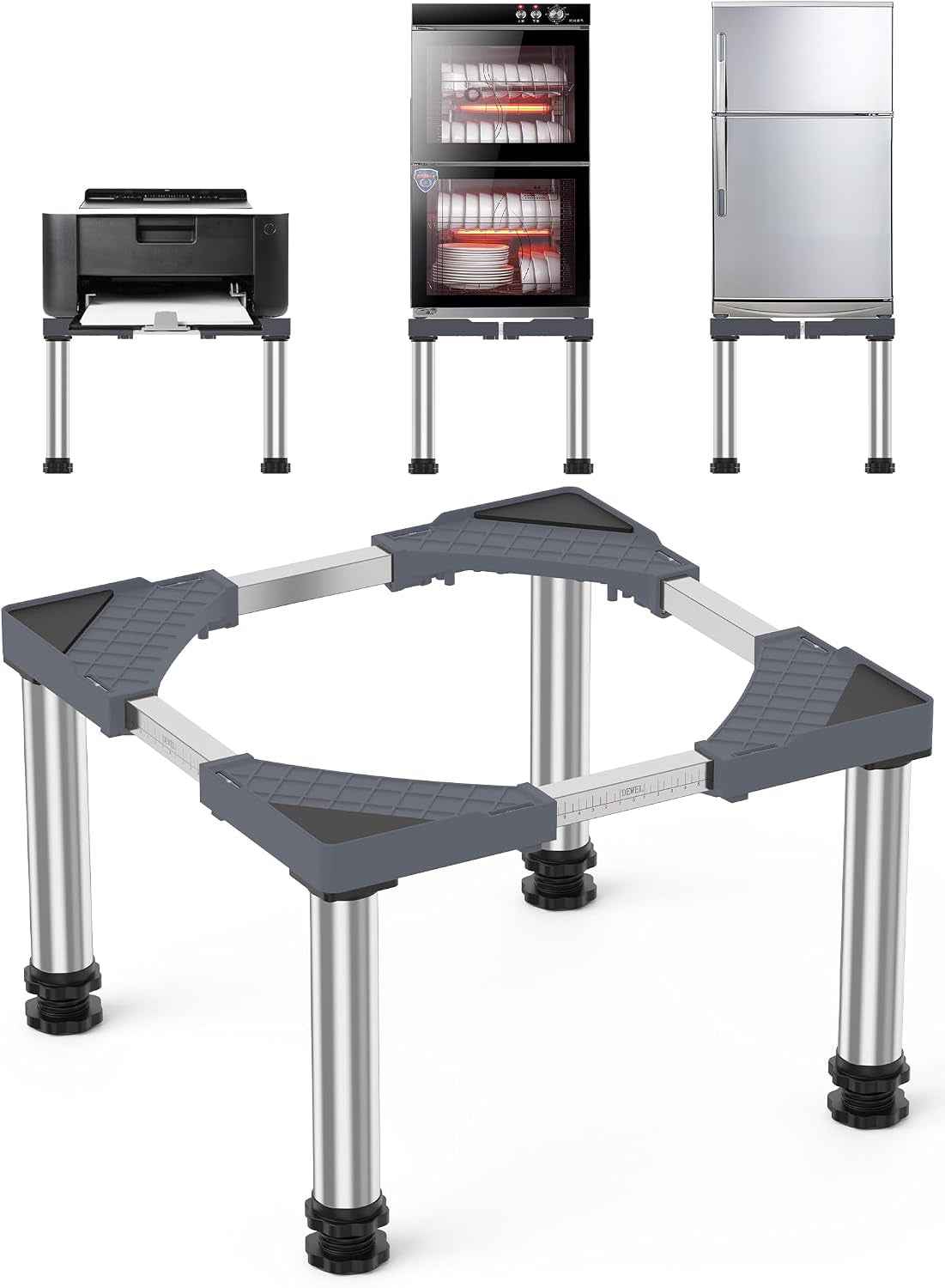 Mini Base De Réfrigérateur Support Électroménager Réglable Hauteur 33-36 Cm, Base De Lave-Vaisselle 45-67 Cm Avec 4 Pieds Robustes, Charge 200 Kg Pour Sécheuse Armoire De Réfrigérateur Gris