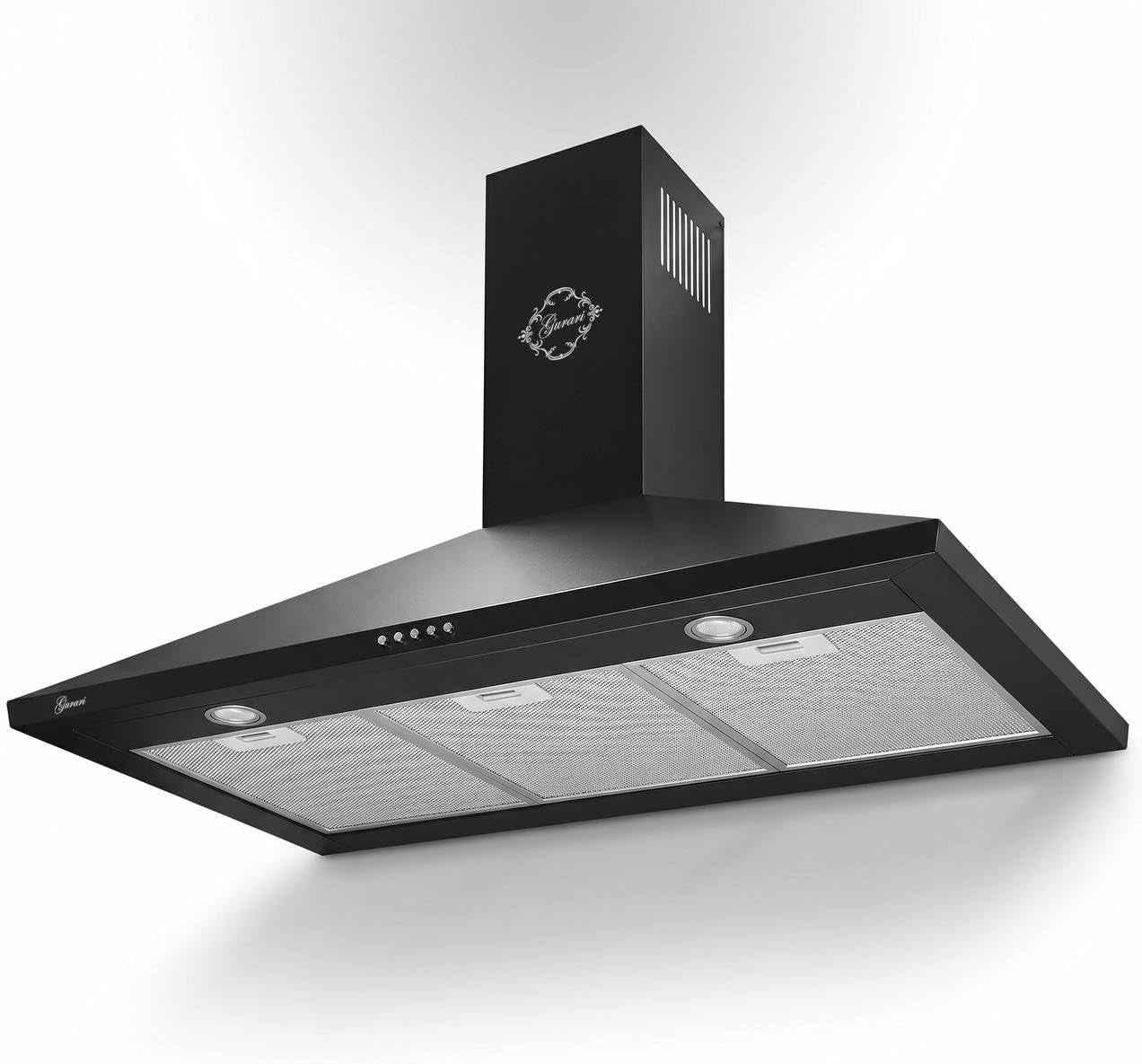 Hotte Aspirante 90 Cm GCH C 147 BL 9 N • Hotte Murale Noire • Moteur Puissant 1000 M³/H • Hotte Aspirante Et Recirculation • Éclairage LED • Filtre À Graisse Métallique • Hotte De Cuisine Noire
