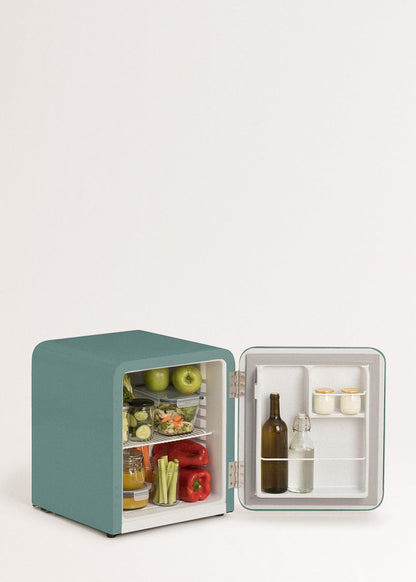 / Retro FRIDGE 50 BLACK / Réfrigérateur Vert Sage Poignée Noire / 85 W, Mini Bar, Une Étagère, Design Rétro, 50 Cm, Deux Étagères, Capacité De 48 L, Économie D'Énergie, 50 X 44 X 49,8 Cm