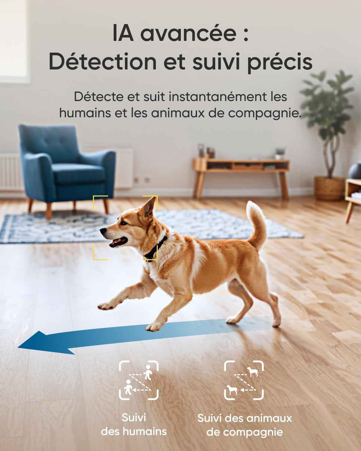 Eufy E30 4K Caméra Intérieure, Caméra De Surveillance Intérieure | Caméra Pour Bébés Et Animaux, 4K UHD, Rotation 360° Et Inclinaison, Vision Nocturne, Détection IA, Sans Frais Mensuels