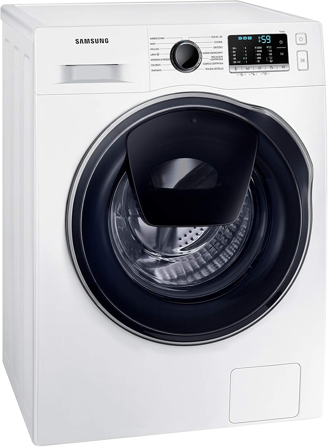 Addwash™ WW8NK52E0VW/ET Machine À Laver Slim Addwash™ WW8NK52E0VW/ET, Libre Installation, 8 Kg, 1200 Tr/Min, Classe C, Vapeur, Charge Avant, 60 L X 85 H X 45 P Cm