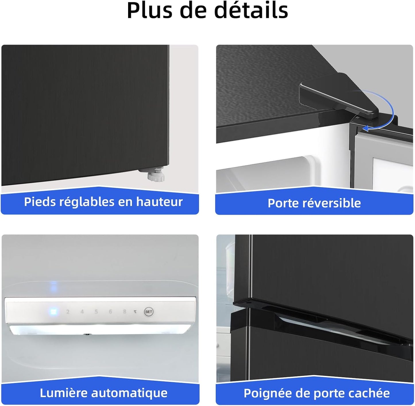 Réfrigérateur Congélateur Bas FBM260L 262L (187+75), Low Frost, Acier Inoxydable, Portes Réversibles, 39 Db, 12 Ans De Garantie Sur Le Compresseur