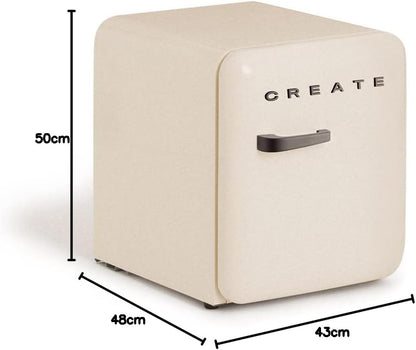 / RETRO FRIDGE 50 Black/Réfrigérateur Blanc Cassé Avec Poignée Noir/Pratique Et Fonctionnel, Matériaux Résistants