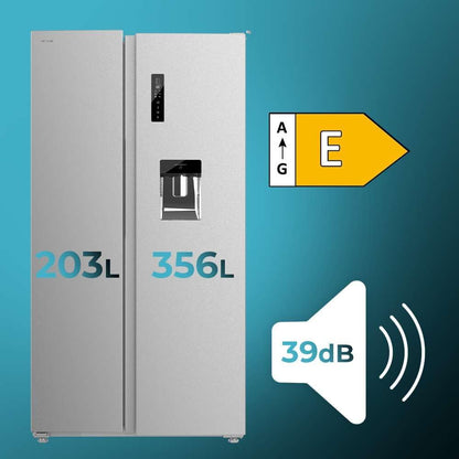 Bolero Refrigerator Coolmarket SBS 559 Inox E. 559 L, 177 Cm X 90 Cm, Class E, Multi Air Flow System, Total No Frost, Motor Inverter Plus.
