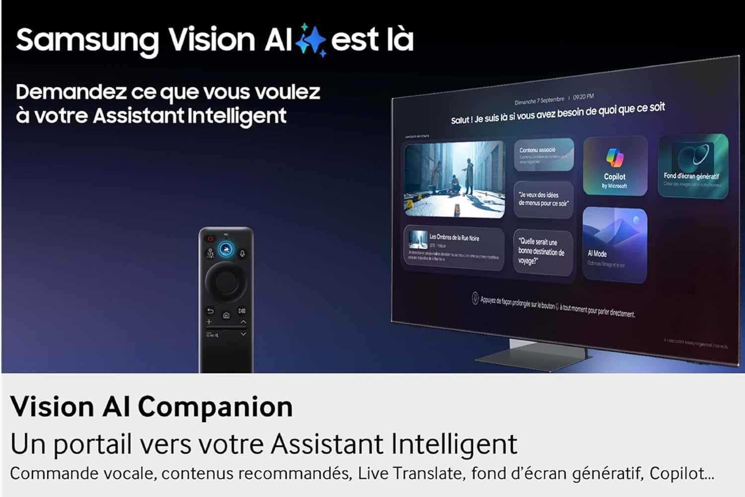 TV AI Mini LED 65 Pouces Neo QLED QN80F 4K Smart TV, Quantum Matrix Core, Processeur NQ4 AI Gen2, Wifi, Airplay, HDR, Q-Symphony, OTS Lite, Knox Security, Gaming Hub, Bixby, Dolby Atmos