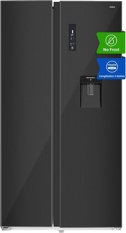 559L Réfrigérateur Américain Inverter Distributeur Eau Noir | FSS559NEI42D, Inverter, No Frost, Écran LED Numérique, Garantie Compresseur 12 Ans