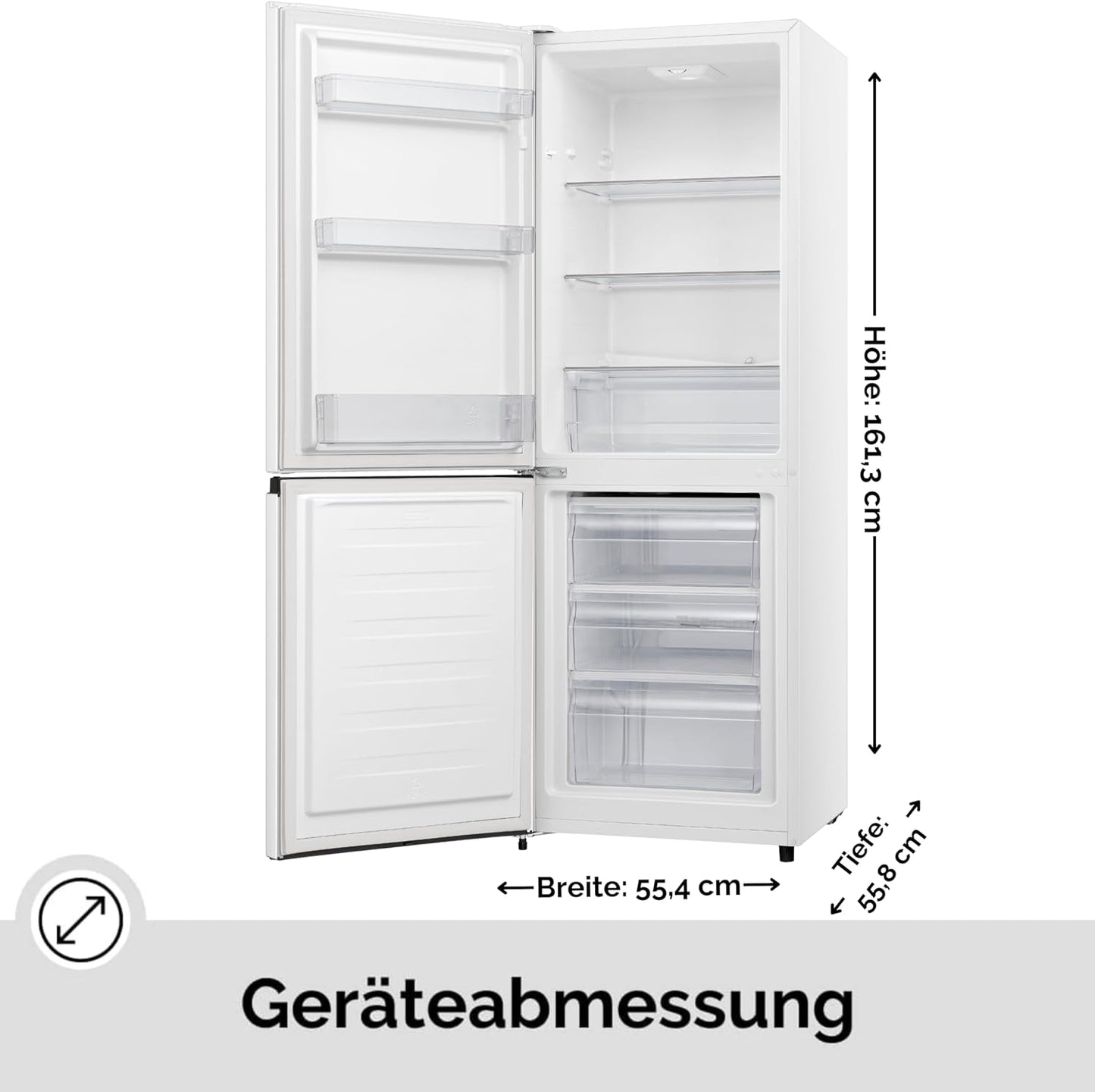 PKM Kühlschrank Kühl Gefrierkombination Weiß Hxb: 162X56Cm A+++