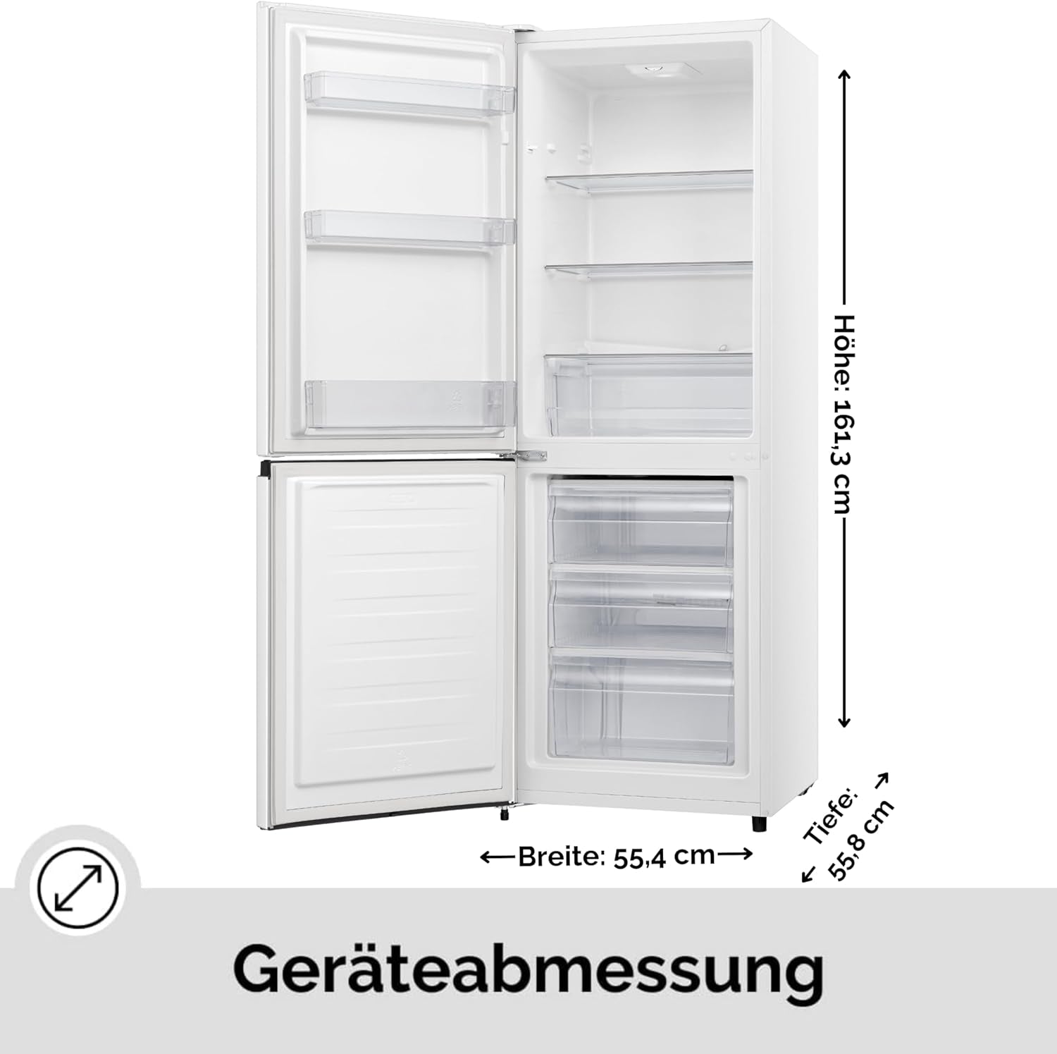PKM Kühlschrank Kühl Gefrierkombination Weiß Hxb: 162X56Cm A+++