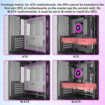 H3(2026) Boitier PC ATX– Préinstallé 6 Ventilateurs PWM ARGB Miroir Infini, Supporter Radiateur 360 Mm,Boîtier PC ATX À Double Chambre Mid Tower, Avec Type -C 3.2 (Noir)