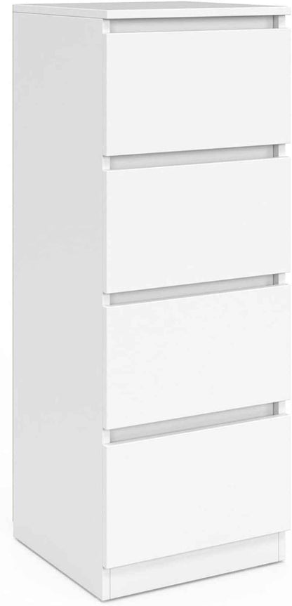 - Meuble D'Appoint 4 Tiroirs TOMI Bois Blanc | Longeur 30 X Largeur 30 X Hauteur 80 Cm, Chiffonnier Pour Entrée Salle De Bain