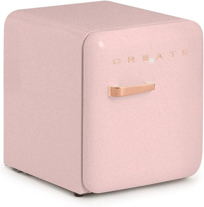 / RETRO FRIDGE 50 ROSE Gold/Réfrigérateur Rose Avec Poignée or Rose/Pratique Et Fonctionnel, Matériaux Résistants