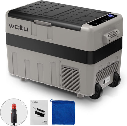 Glacière Électrique, Mini Congélateur, Glacière À Compression, Mini Frigo Portable, Glacière Pour Auto, 40 L, Avec Roulettes Et Port USB, 12/24 V Et 100-240 V, Kue014Szg